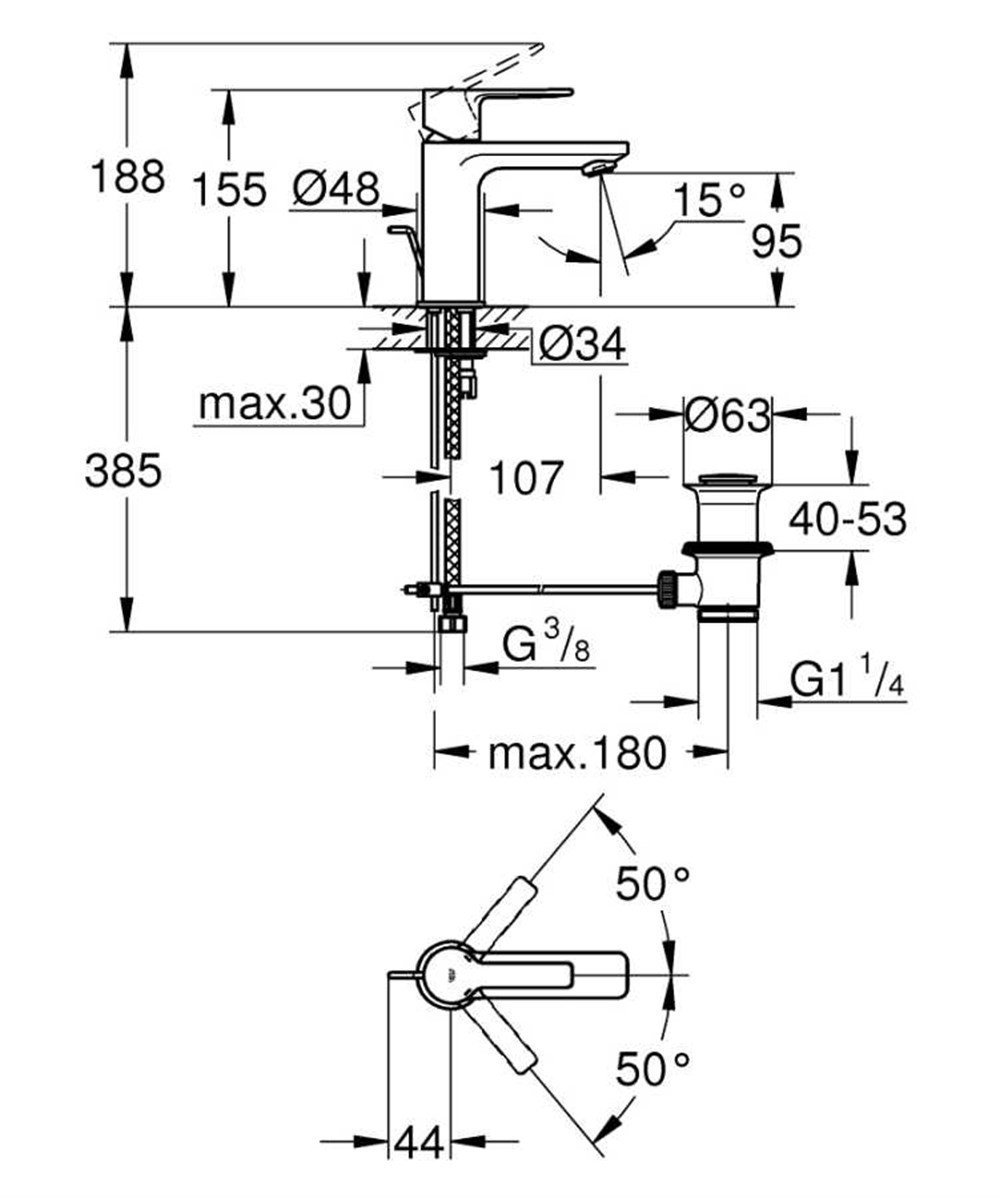 resimler/genel/Grohe Lineare Tek Kumandalı Lavabo Bataryası Xs-Boyut - 32109001