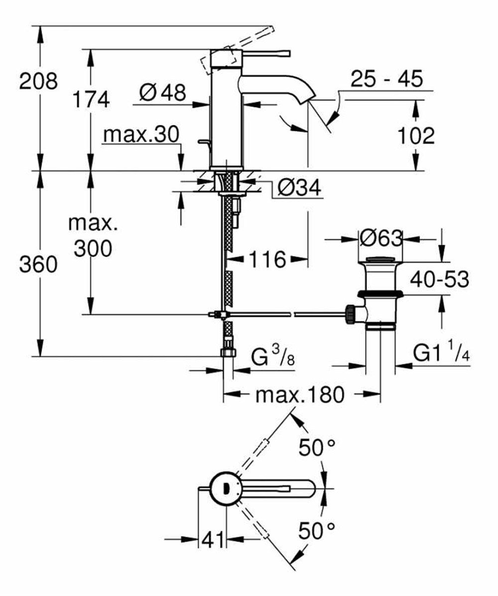 resimler/genel/Grohe Essence Tek Kumandalı Lavabo Bataryası S-Boyut - 23589DL1