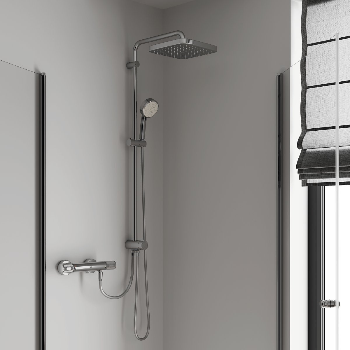 resimler/genel/Grohe Tempesta Cosmopolitan System 250 Cube Duvar Bağlantılı Divertörlü Duş Sistemi - 26694000
