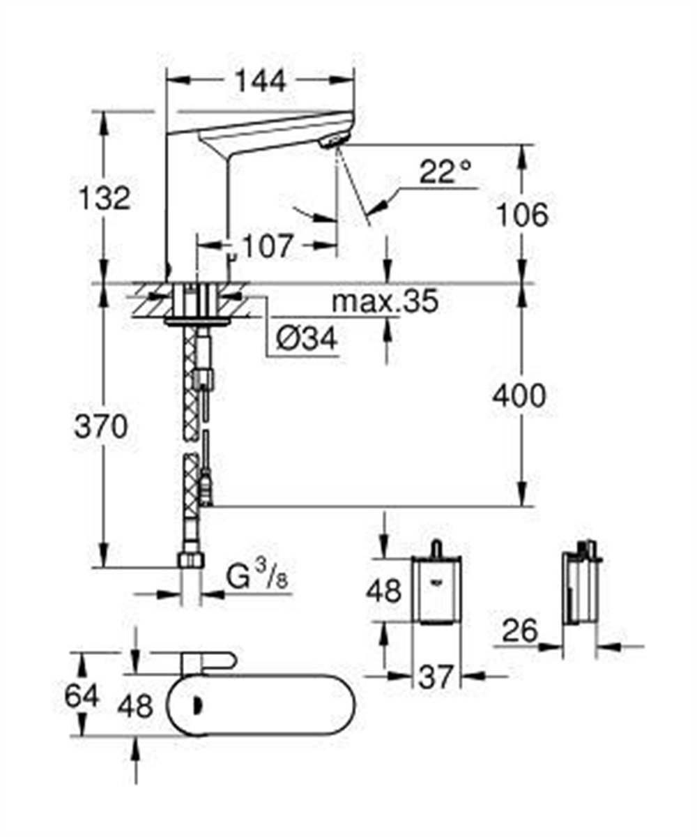 resimler/genel/Grohe Eurosmart Cosmopolitan E Fotoselli Lavabo Bataryası - 36327001