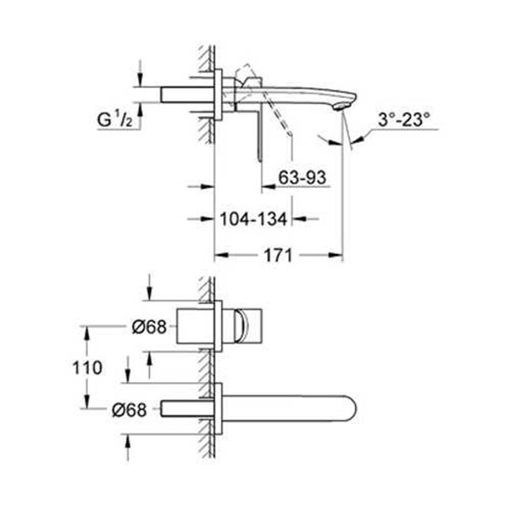 resimler/genel/Grohe Eurostyle Cosmopolitan 2 Delikli Lavabo Bataryası S-Boyut - 19571002